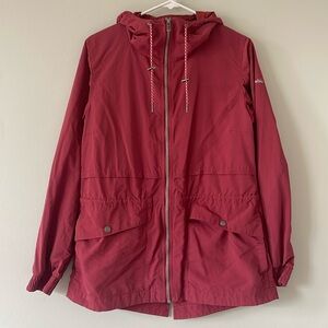 neutral red columbia rain jacket